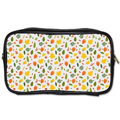 Background Pattern Flowers Leaves Autumn Fall Colorful Leaves Foliage Toiletries Bag (two Sides)