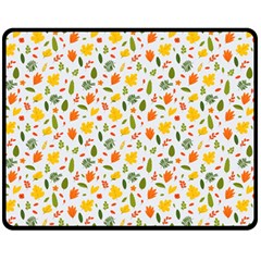 Background Pattern Flowers Leaves Autumn Fall Colorful Leaves Foliage Fleece Blanket (medium) by Maspions