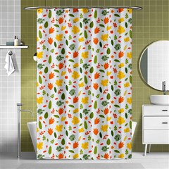 Background Pattern Flowers Leaves Autumn Fall Colorful Leaves Foliage Shower Curtain 48  X 72  (small) 