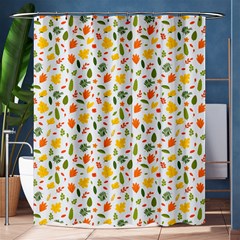 Background Pattern Flowers Leaves Autumn Fall Colorful Leaves Foliage Shower Curtain 60  X 72  (medium) 