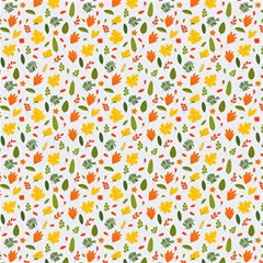 Background Pattern Flowers Leaves Autumn Fall Colorful Leaves Foliage Play Mat (square) by Maspions