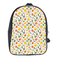 Background Pattern Flowers Leaves Autumn Fall Colorful Leaves Foliage School Bag (xl)