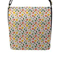 Background Pattern Flowers Leaves Autumn Fall Colorful Leaves Foliage Flap Closure Messenger Bag (l)