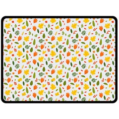 Background Pattern Flowers Leaves Autumn Fall Colorful Leaves Foliage Two Sides Fleece Blanket (large) by Maspions