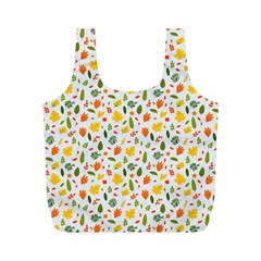 Background Pattern Flowers Leaves Autumn Fall Colorful Leaves Foliage Full Print Recycle Bag (m) by Maspions