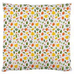 Background Pattern Flowers Leaves Autumn Fall Colorful Leaves Foliage Standard Premium Plush Fleece Cushion Case (one Side)