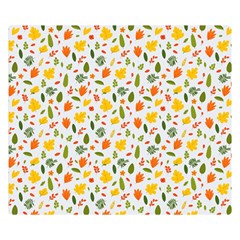 Background Pattern Flowers Leaves Autumn Fall Colorful Leaves Foliage Two Sides Premium Plush Fleece Blanket (kids Size)