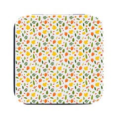 Background Pattern Flowers Leaves Autumn Fall Colorful Leaves Foliage Square Metal Box (black) by Maspions