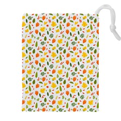 Background Pattern Flowers Leaves Autumn Fall Colorful Leaves Foliage Drawstring Pouch (4xl) by Maspions