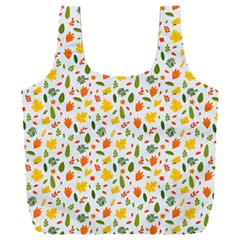 Background Pattern Flowers Leaves Autumn Fall Colorful Leaves Foliage Full Print Recycle Bag (xxxl)