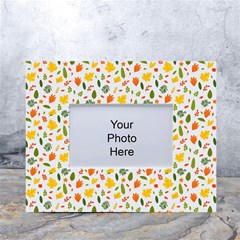 Background Pattern Flowers Leaves Autumn Fall Colorful Leaves Foliage White Tabletop Photo Frame 4 x6 