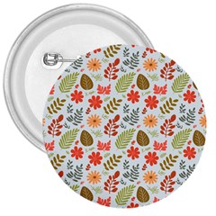 Background Pattern Flowers Design Leaves Autumn Daisy Fall 3  Buttons