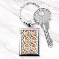 Background Pattern Flowers Design Leaves Autumn Daisy Fall Key Chain (rectangle) by Maspions