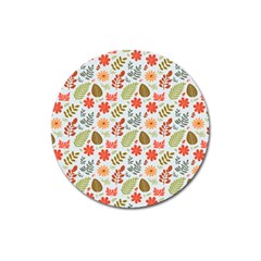 Background Pattern Flowers Design Leaves Autumn Daisy Fall Magnet 3  (round)