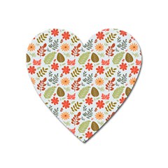 Background Pattern Flowers Design Leaves Autumn Daisy Fall Heart Magnet