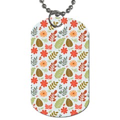 Background Pattern Flowers Design Leaves Autumn Daisy Fall Dog Tag (two Sides)