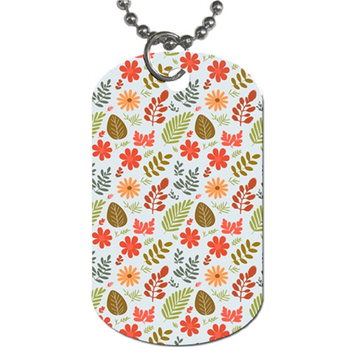 Background Pattern Flowers Design Leaves Autumn Daisy Fall Dog Tag (Two Sides)