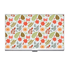 Background Pattern Flowers Design Leaves Autumn Daisy Fall Business Card Holder by Maspions