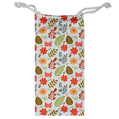 Background Pattern Flowers Design Leaves Autumn Daisy Fall Jewelry Bag by Maspions