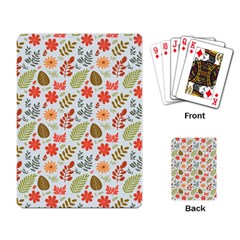 Background Pattern Flowers Design Leaves Autumn Daisy Fall Playing Cards Single Design (rectangle) by Maspions