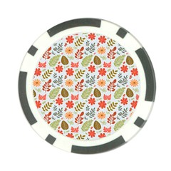 Background Pattern Flowers Design Leaves Autumn Daisy Fall Poker Chip Card Guard