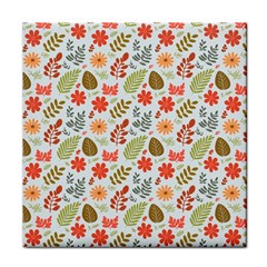 Background Pattern Flowers Design Leaves Autumn Daisy Fall Face Towel by Maspions