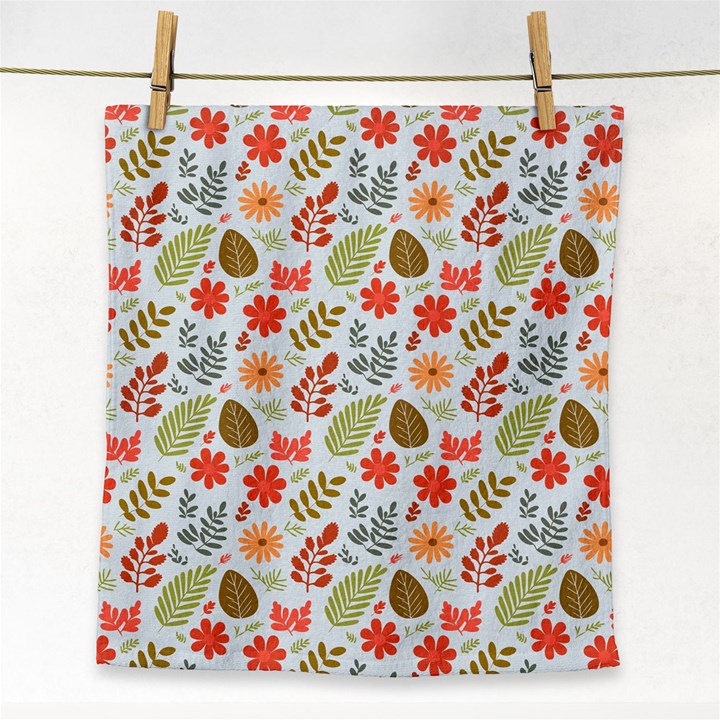 Background Pattern Flowers Design Leaves Autumn Daisy Fall Face Towel