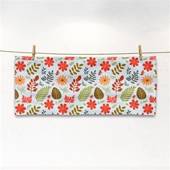 Background Pattern Flowers Design Leaves Autumn Daisy Fall Hand Towel