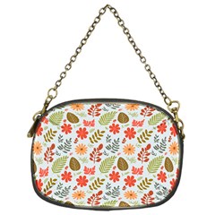 Background Pattern Flowers Design Leaves Autumn Daisy Fall Chain Purse (one Side)