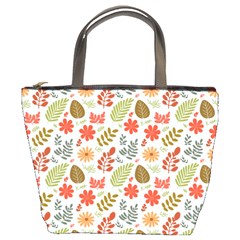 Background Pattern Flowers Design Leaves Autumn Daisy Fall Bucket Bag by Maspions