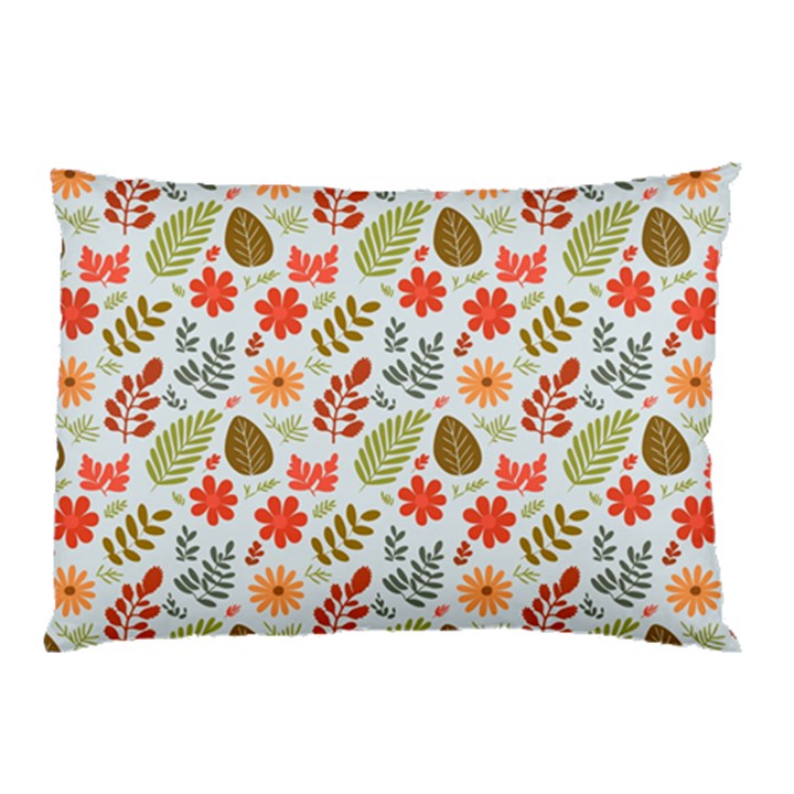 Background Pattern Flowers Design Leaves Autumn Daisy Fall Pillow Case