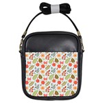 Background Pattern Flowers Design Leaves Autumn Daisy Fall Girls Sling Bag Front