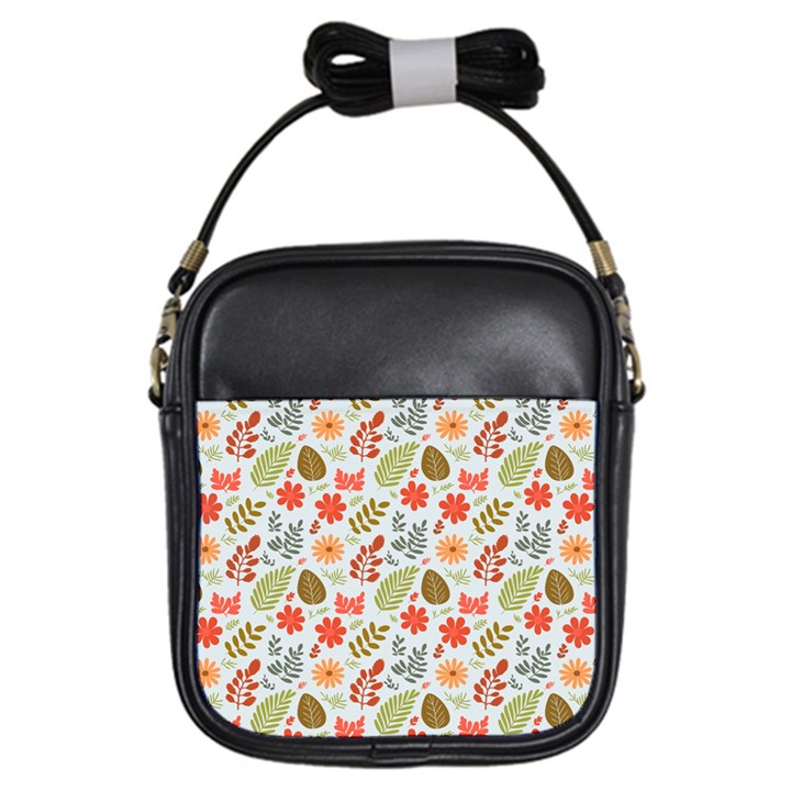 Background Pattern Flowers Design Leaves Autumn Daisy Fall Girls Sling Bag