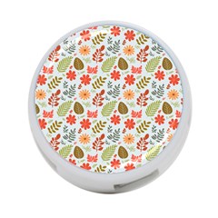 Background Pattern Flowers Design Leaves Autumn Daisy Fall 4-port Usb Hub (one Side)