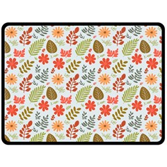 Background Pattern Flowers Design Leaves Autumn Daisy Fall Fleece Blanket (large)