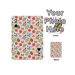 Background Pattern Flowers Design Leaves Autumn Daisy Fall Playing Cards 54 Designs (mini)