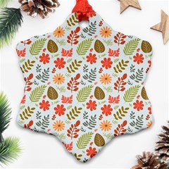 Background Pattern Flowers Design Leaves Autumn Daisy Fall Ornament (snowflake)