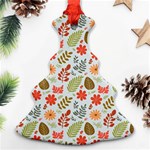 Background Pattern Flowers Design Leaves Autumn Daisy Fall Ornament (Christmas Tree)  Front