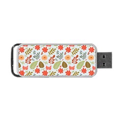 Background Pattern Flowers Design Leaves Autumn Daisy Fall Portable Usb Flash (two Sides)