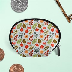 Background Pattern Flowers Design Leaves Autumn Daisy Fall Accessory Pouch (small)