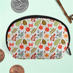 Background Pattern Flowers Design Leaves Autumn Daisy Fall Accessory Pouch (large)