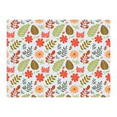 Background Pattern Flowers Design Leaves Autumn Daisy Fall Two Sides Premium Plush Fleece Blanket (mini) by Maspions