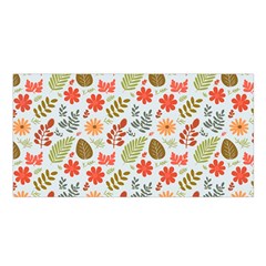 Background Pattern Flowers Design Leaves Autumn Daisy Fall Satin Shawl 45  X 80 