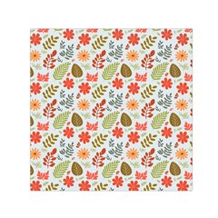 Background Pattern Flowers Design Leaves Autumn Daisy Fall Square Satin Scarf (30  X 30 )