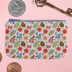 Background Pattern Flowers Design Leaves Autumn Daisy Fall Large Coin Purse by Maspions