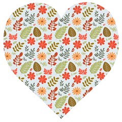 Background Pattern Flowers Design Leaves Autumn Daisy Fall Wooden Puzzle Heart by Maspions