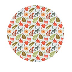 Background Pattern Flowers Design Leaves Autumn Daisy Fall Mini Round Pill Box (pack Of 5)