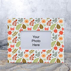 Background Pattern Flowers Design Leaves Autumn Daisy Fall White Tabletop Photo Frame 4 x6  by Maspions