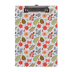 Background Pattern Flowers Design Leaves Autumn Daisy Fall A5 Acrylic Clipboard by Maspions