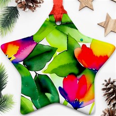 Watercolor Flowers Leaves Foliage Nature Floral Spring Ornament (star)